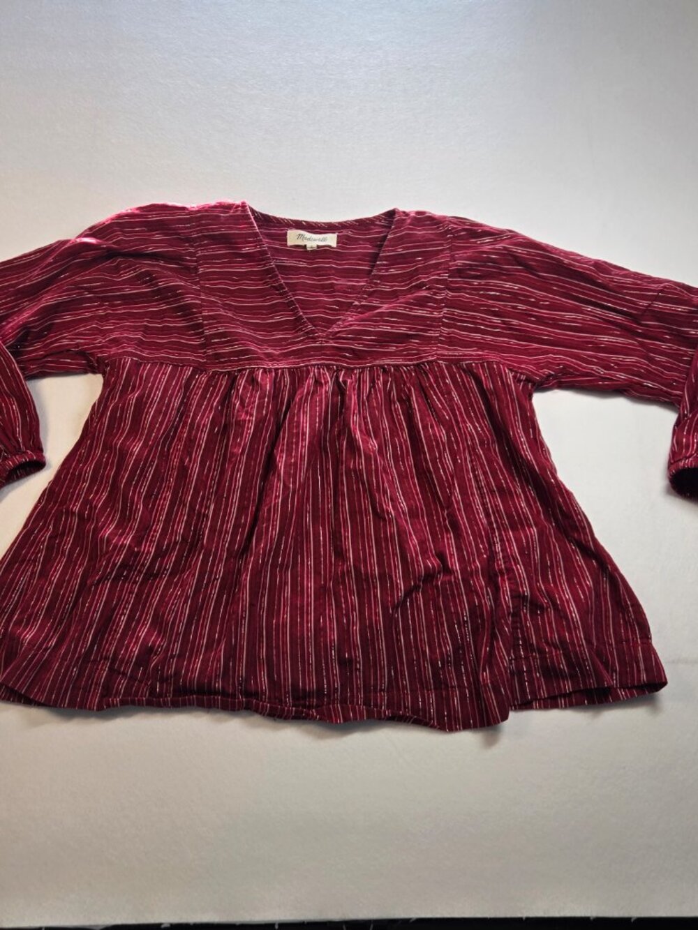 Red Striped Long Sleeve Top 98% Cotton